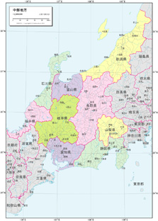 各地方図＜例：中部地方＞