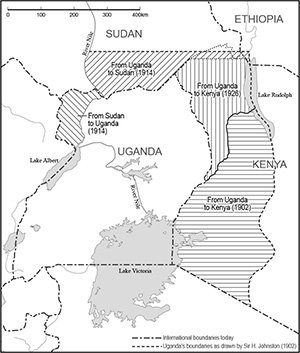 『ウガンダ国境変遷図』