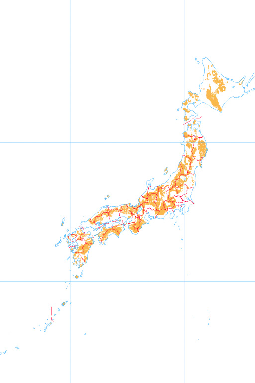 『日本の地形区分図＿山地』